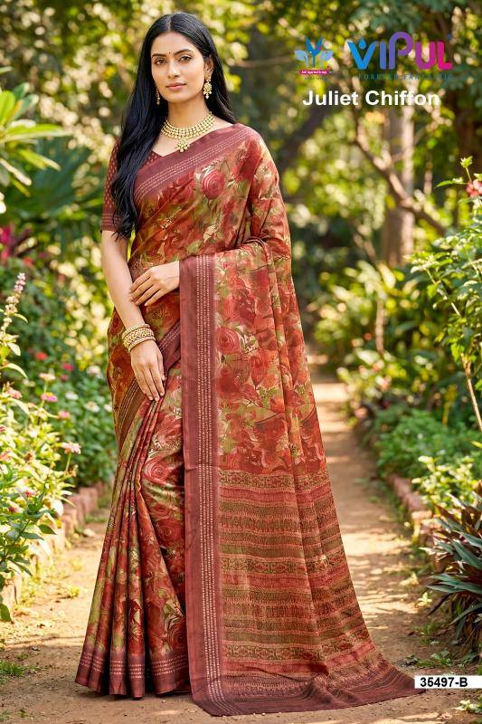 Vipul 35497 juliet chiffon Saree wholesale market in Mumbai
